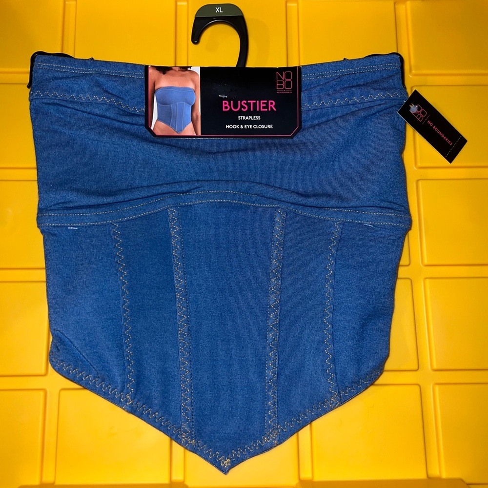 No Boundaries Juniors Strapless Denim Bustier XL